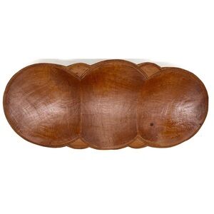 Vintage Hand Carved Wood Bowl Catch All Decorative Edge Catch All Mid Century